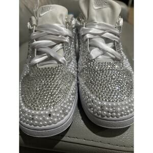Nike Air Force 1 Custom Pearl Rhinestone Sneakers White – Women’s / Bridal / Eve